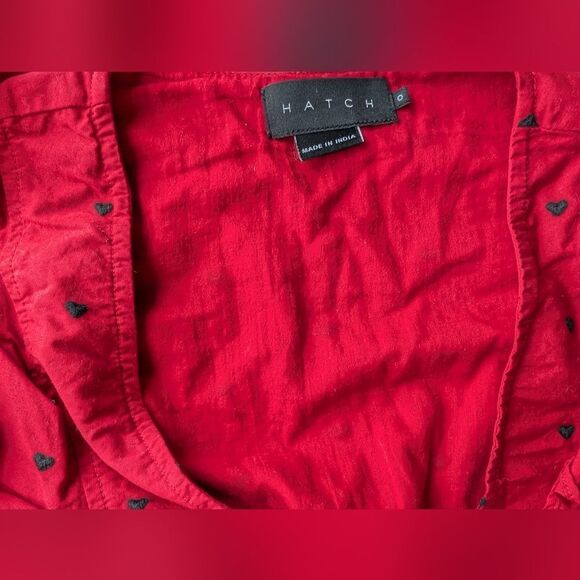 Hatch Red Embroidered Midi Button  Long Sleeve Cotton Dress Size S - Picture 9 of 16